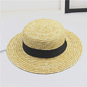 картинка Шляпа соломенная канотье черная лента от магазина LonnaMag