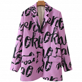 Картинка Пиджак розовый черный принт слова написанные краской от магазина LonnaMag