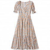 Картинка Платье миди рукав фонарик оранжевые цветы пуговки на груди от магазина LonnaMag