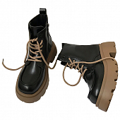 картинка Ботинки массивные на шнуровке двойная подошва коричневая от магазина LonnaMag