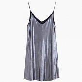 Картинка Платье мини серебряное широкое тонкие лямки от магазина LonnaMag