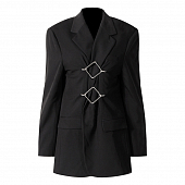 Картинка Пиджак объемный две квадартные металлические пряжки от магазина LonnaMag