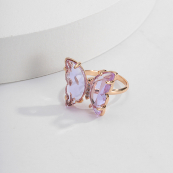 Кольцо большая бабочка крылья из цветного стекла