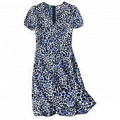 Картинка Платье короткий рукав клеш  юбка синий принт лео от магазина LonnaMag