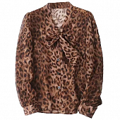 Картинка Рубашка леопардовая шифон бант на горловине от магазина LonnaMag