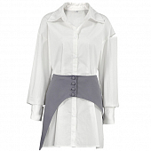 Картинка Костюм рубашка белая + пояс юбка 4 пуговицы от магазина LonnaMag