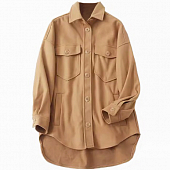 Картинка Рубашка теплая шерсть бежевая пуговицы 4 кармана от магазина LonnaMag