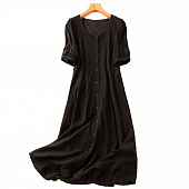 Картинка Платье жатый хлопок спереди на пуговицах рукав фонарик от магазина LonnaMag