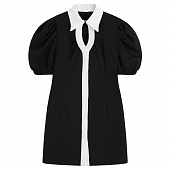 Картинка Платье мини короткий объемный рукав белый воротник контур и пуговицы от магазина LonnaMag