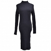 Картинка Платье трикотаж рубчик широкая горловина (черное) от магазина LonnaMag