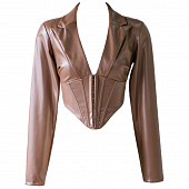 Картинка Жакет топ эко кожа длинный рукав спреди как корсет на крючках от магазина LonnaMag