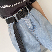 картинка Ремень тканый массивный черный карабин от магазина LonnaMag