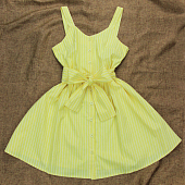 Картинка Платье сарафан на пуговицах клеш + пояс (полосы) от магазина LonnaMag