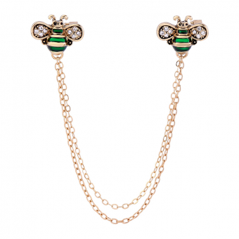 Брошь 2 жука соединенные цепочками