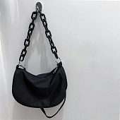 картинка Сумка из нейлоновой ткани черная матовая цепь+ремешок от магазина LonnaMag