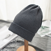 картинка Длинная шапка бини ровный трикотаж узкий рубчик на подвороте от магазина LonnaMag