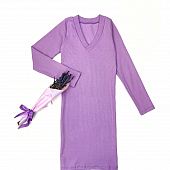 Картинка Платье стрейч мини рубчик по фигуре длинный рукав глубокий V-вырез от магазина LonnaMag