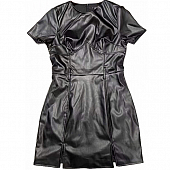 Картинка Платье мини эко-кожа вытачки прошит под грудью короткий рукав от магазина LonnaMag