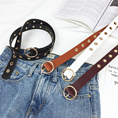 картинка Ремень с золотистой фурнитурой и круглой пряжкой от магазина LonnaMag