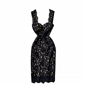 Картинка Платье миди квадратный вырез черное кружево  от магазина LonnaMag